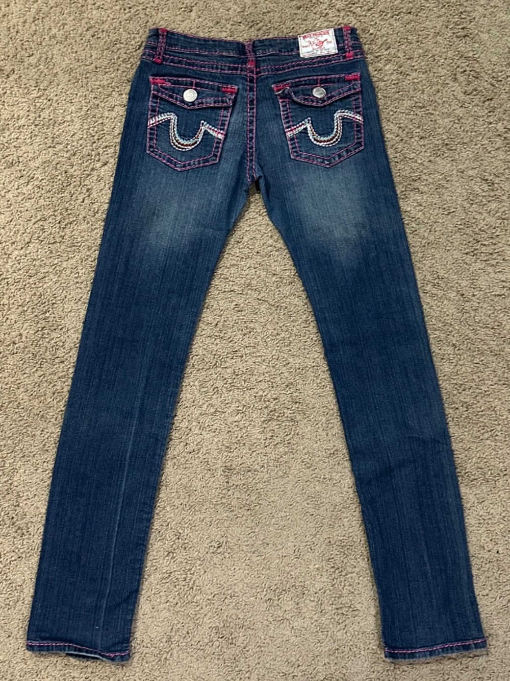 HTF True Religion JOEY Pink Stitch & Rainbow Embroidered Jeans Size 31 - Picture 4 of 7